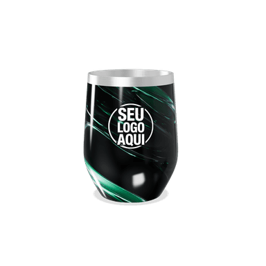 Copo Térmico Slim Preto Com Detalhes Verdes personalizado