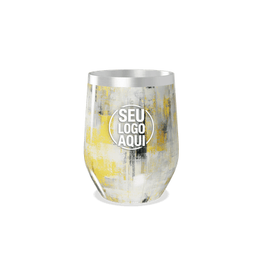 Copo Térmico Slim Abstrato Amarelo E Cinza personalizado