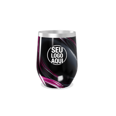 Copo Térmico Slim Preto Com Listras Rosa personalizado