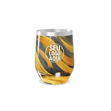Copo Térmico Slim Preto E Dourado Abstrato personalizado