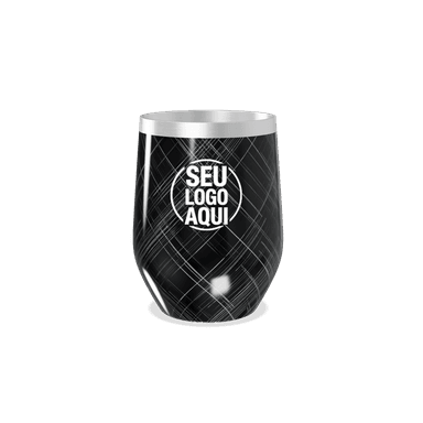 Copo Térmico Slim Preto Com Estampa De Linhas personalizado