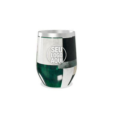 Copo Térmico Slim Verde E Branco Abstrato personalizado