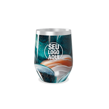Copo Térmico Slim Mármore Azul E Laranja personalizado