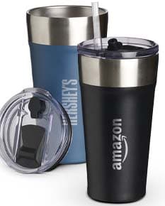 Copo térmico com canudo de 500ml na cor azul.