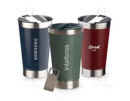 Copo térmico 500ml texturizado perfeito para manter suas bebidas geladas por mais tempo. Com design moderno e praticidade