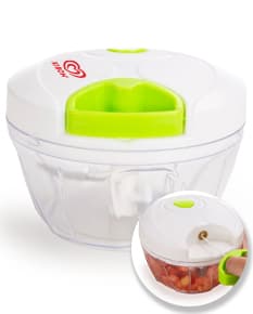 Container colorido vazio com design vibrante, utilizado para armazenar alimentos e ingredientes para preparo de refeições.