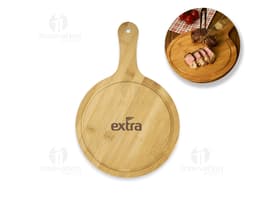 Tábua Redonda de Madeira 24,2x36,1 - Utensílio de Cozinha Gourmet e Saudável para Preparar suas Refeições com Qualidade e