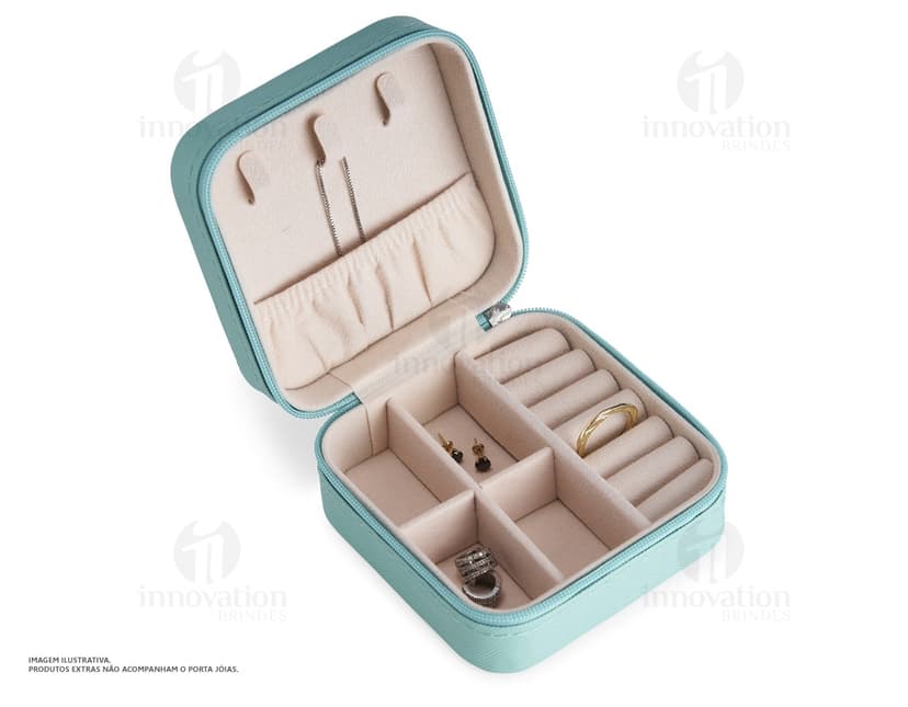Porta Joias em Couro Sintético amarelo com design moderno e elegante. O porta joias é vazio e possui diversas divisórias para armazenar jóias e acessórios. Ideal para organizar e armazenar peças de forma prática e segura.