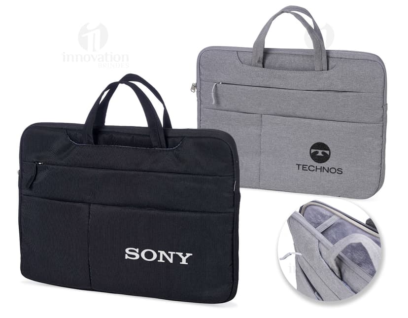 Pasta preta de couro para notebook de 15 polegadas, ideal para uso empresarial e viagens. Design elegante e moderno, com fecho de metal, alça de mão e alças ajustáveis para as costas. Perfeita para transportar seu dispositivo com segurança e estilo.