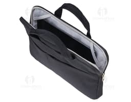Pasta executiva em couro castanho para tablet e portátil, com fecho de segurança e alça ajustável. Ideal para proteger os