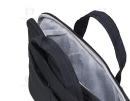 Pasta executiva em couro castanho para tablet e portátil, com fecho de segurança e alça ajustável. Ideal para proteger os