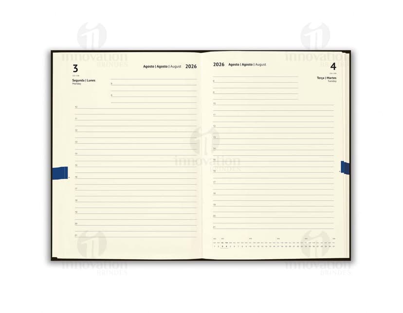 Agenda com fecho magnético para o ano de 2026.