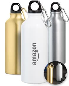 Squeeze alumínio mosquetão 500 ml em fundo branco.