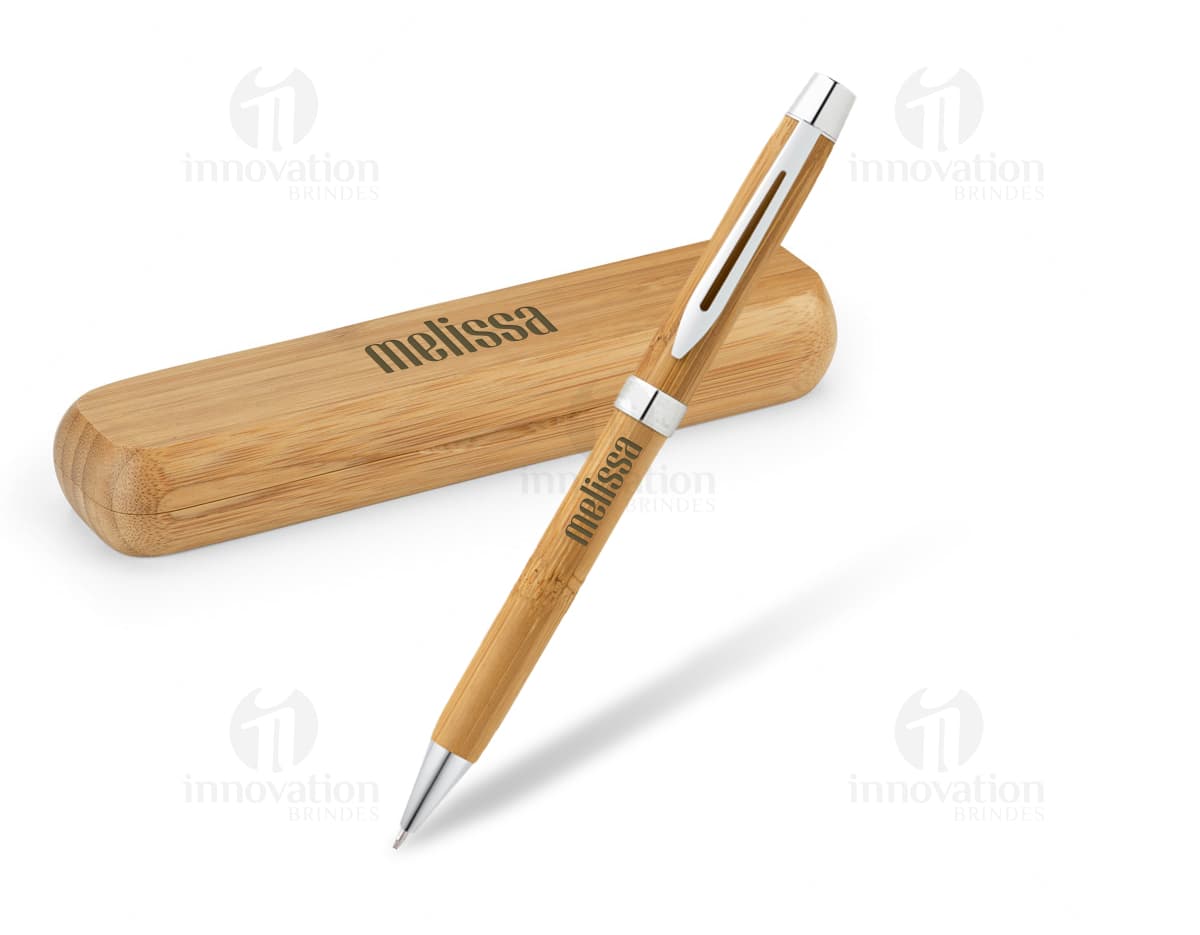 caneta de bambu com estojo Personalizado