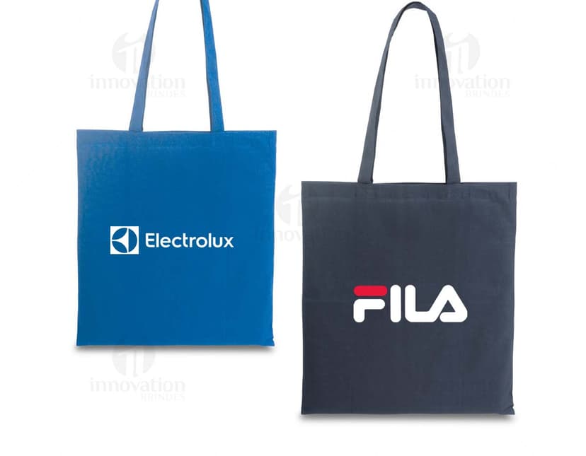 Sacola de algodão reciclado rPET 180 g em cor azul marinho.
