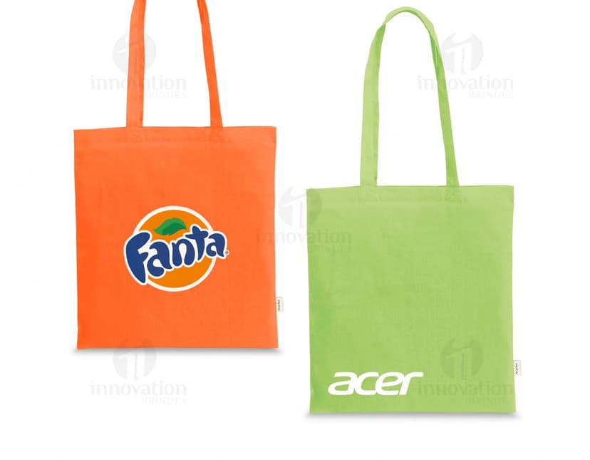 Sacola de algodão reciclado rPET 180 g em cor azul marinho.
