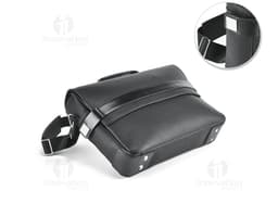 Pasta executiva de couro preto, perfeita para viagens de negócios e reuniões. Com design clássico e elegante, ideal para