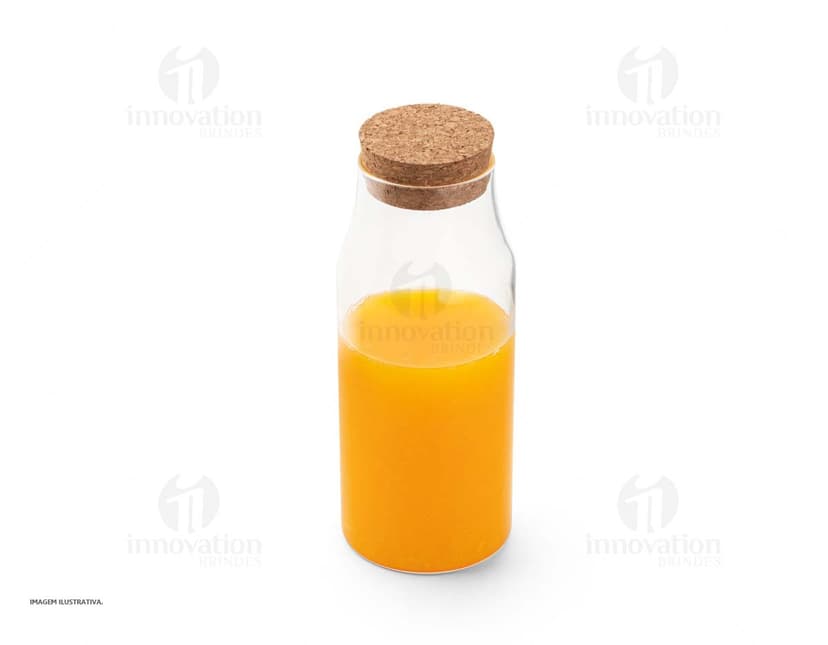 garrafa de vidro transparente com capacidade de 1 litro e tampa de cortiça
