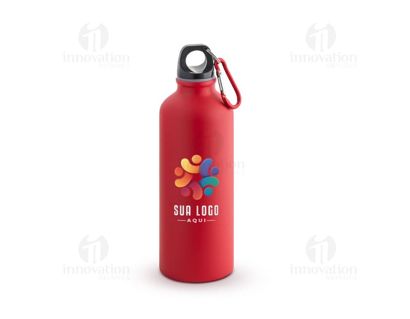 Squeeze de alumínio com capacidade de 550ml e mosquetão.