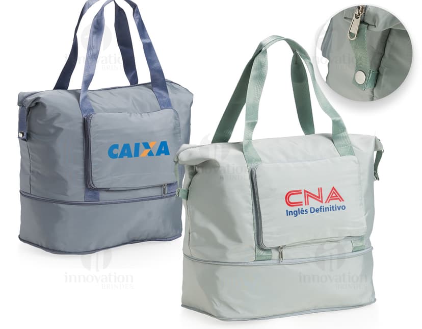 Bolsa Dobrável 35 litros em plástico moderno e elegante, com alça de mão e alças ajustáveis. Design prático e compacto, ideal para compras, viagens ou uso diário.