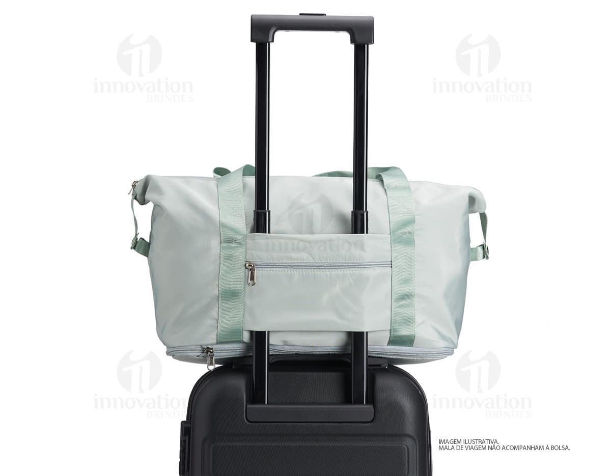 Bolsa Dobrável 35 litros em plástico moderno e elegante, com alça de mão e alças ajustáveis. Design prático e compacto, ideal para compras, viagens ou uso diário.