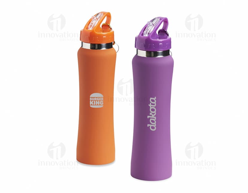 Garrafa squeeze de alumínio 750ml para brindes personalizados. Ideal para manter-se hidratado com muito estilo e praticidade. Perfeita para levar para academia, trabalho ou passeios. Garanta a sua!