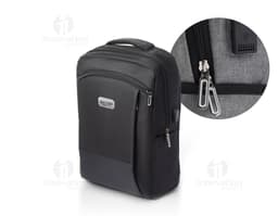 Mochila para portátil en cuero negro - práctica y moderna para viajes. Ideal para negocios y tecnología, con compartimentos