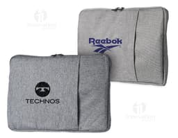 Pasta de couro castanho e preto para notebook de 14 polegadas, com fecho de zíper, alça e bolsos para armazenar documentos e