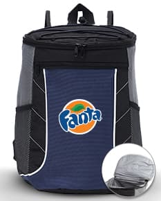 Mochila térmica de 18 litros em couro preto e metal prateado, com alça de transporte, fecho de fita e design moderno e elegante. Ideal para viagens, negócios e celebrações, esta bolsa térmica é o presente perfeito para um aniversário ou ocasião especial.