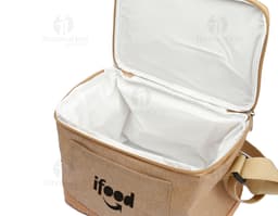 Bolsa térmica em poliéster e cortiça, moderna e elegante, ideal para transporte de alimentos e bebidas de forma prática e
