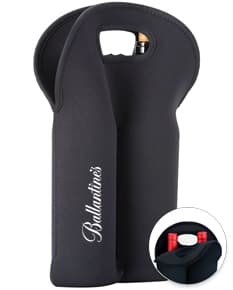 Porta Garrafas Isotérmico Duplo de design moderno e elegante, feito de plástico e metal. Possui formato curvo e brilhante, com capacidade para um frasco de vidro ou plástico. Ideal para manter a temperatura de bebidas frescas.
