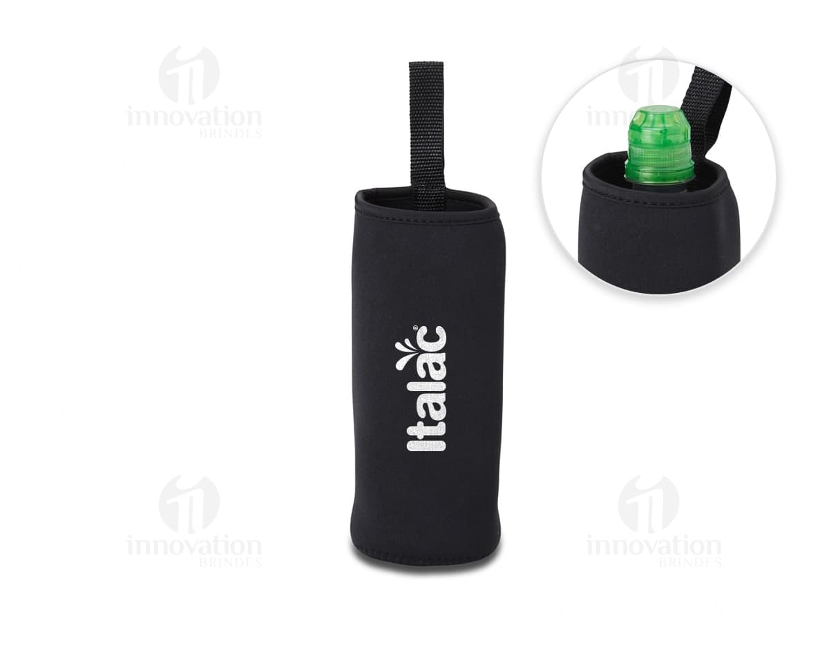 Porta Copo Isotérmico em Neoprene, objeto de metal e plástico, clean e shiny, design cuidadoso.