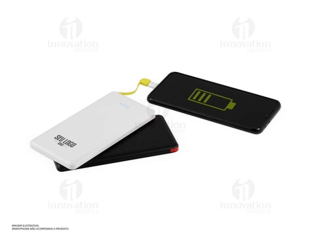 Power Bank 10.000mAh con Indicador LED en negro y plástico, un dispositivo electrónico, tecnológico y portátil. Ideal para