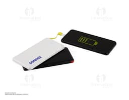 Power Bank 10.000mAh con Indicador LED en negro y plástico, un dispositivo electrónico, tecnológico y portátil. Ideal para