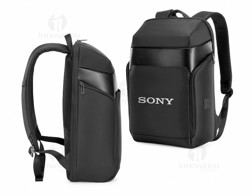 Imagem de uma mochila premium para viagens, com diversos compartimentos e design elegante. Ideal para armazenar dispositivos eletrônicos, como laptop, tablet e smartphone, de forma segura e organizada durante viagens de negócios ou lazer.