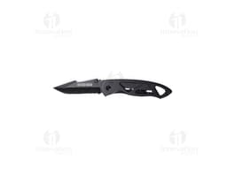 Canivete Metálico em metal prateado e preto, estilo moderno e design compacto. Ideal para uso em escritório, casa ou