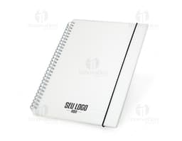 B5 Plastic Notebook 26x19 on a white background, open, with blank paper and an envelope beside it. A study and organization