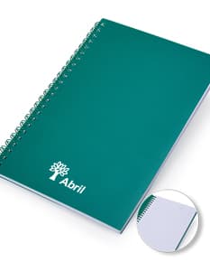 Caderno A5 de plástico com wire-o metálico em um modelo de papel timbrado em branco, com bordas decorativas e padrões vintage e retro. Ideal para uso no escritório, negócios e educação, proporcionando um espaço vazio para escrever mensagens ou notas. O design criativo e moderno combina elementos antigos e novos, com textura grunge e ornamentos.