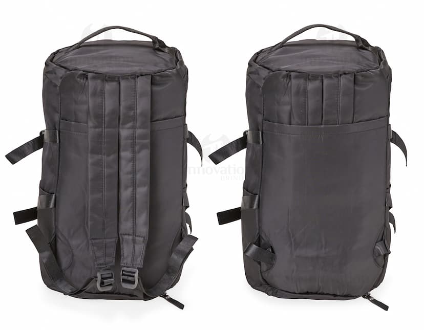 Bolsa esportiva de 25 litros impermeável em couro preto, estilo moderno e elegante, com alça de mão e alça de ombro, fecho em zíper, ideal para viagens, compras e uso pessoal.