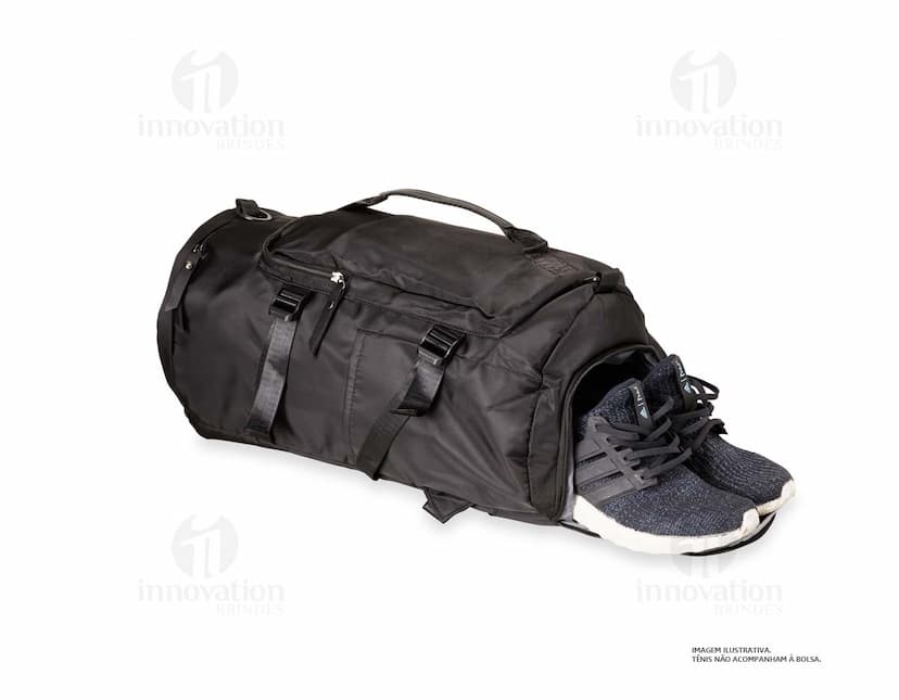 Bolsa esportiva de 25 litros impermeável em couro preto, estilo moderno e elegante, com alça de mão e alça de ombro, fecho em zíper, ideal para viagens, compras e uso pessoal.