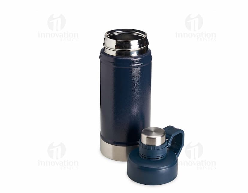 Garrafa térmica de 500ml em aço inoxidável com tampa, equipamento metálico de alta tecnologia para armazenar líquidos.