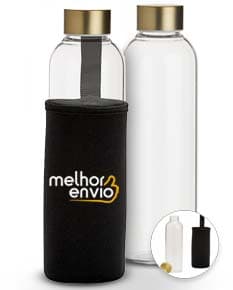 Garrafa de vidro de 650ml com capa de neoprene.
