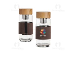 Garrafa de Vidro 400ml transparente com tampa de metal.