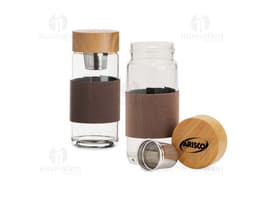 Garrafa de Vidro 400ml transparente com tampa de metal.