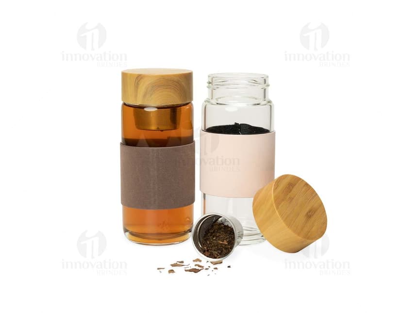 Garrafa de Vidro 400ml transparente com tampa de metal.