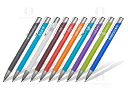 Caneta metálica com clique na cor azul, ideal para uso em escritório, escola ou em trabalhos artísticos. Cor vibrante e