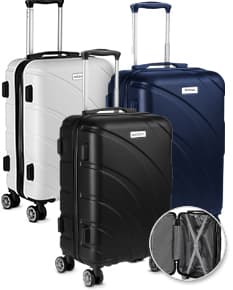 Mala de bordo feita de ABS com carrinho de aço, moderna e resistente. Ideal para viagens de negócios ou lazer, é um item de transporte seguro e prático para guardar seus pertences com segurança. A mala possui detalhes em metal e rodinhas que facilitam o seu deslocamento.