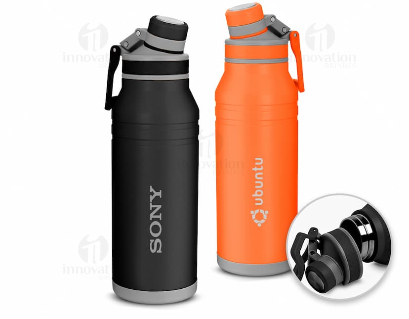 Garrafa térmica inox 1,5L com alça, ideal para armazenar líquidos de forma segura e manter a temperatura por mais tempo. Produto resistente e durável, perfeito para manter a hidratação em dia.