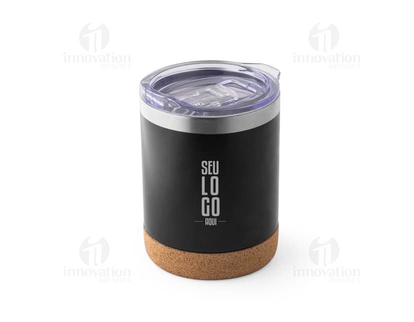 Pote de viagem de 400ml feito de metal prateado, vazio e limpo, com tampa de lata.