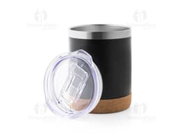 taza de viaje de 400ml hecha de metal plateado, vacía y limpia, con tapa de lata.